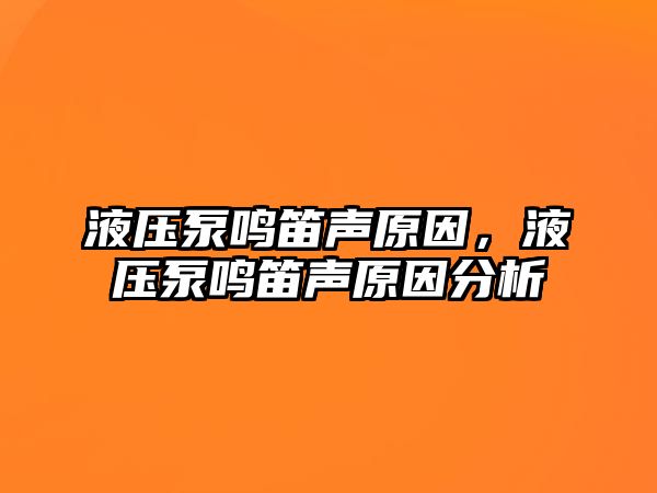 液壓泵鳴笛聲原因，液壓泵鳴笛聲原因分析