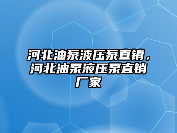 河北油泵液壓泵直銷，河北油泵液壓泵直銷廠家