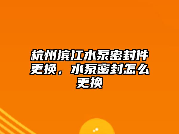 杭州濱江水泵密封件更換，水泵密封怎么更換