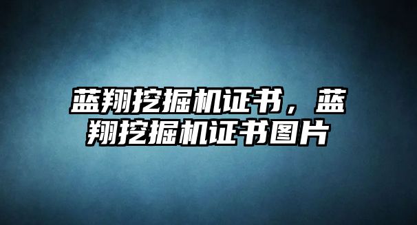 藍翔挖掘機證書，藍翔挖掘機證書圖片