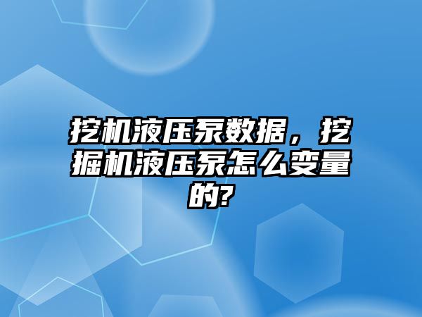 挖機(jī)液壓泵數(shù)據(jù)，挖掘機(jī)液壓泵怎么變量的?