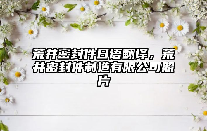 荒井密封件日語翻譯，荒井密封件制造有限公司照片