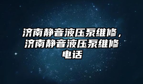 濟南靜音液壓泵維修，濟南靜音液壓泵維修電話