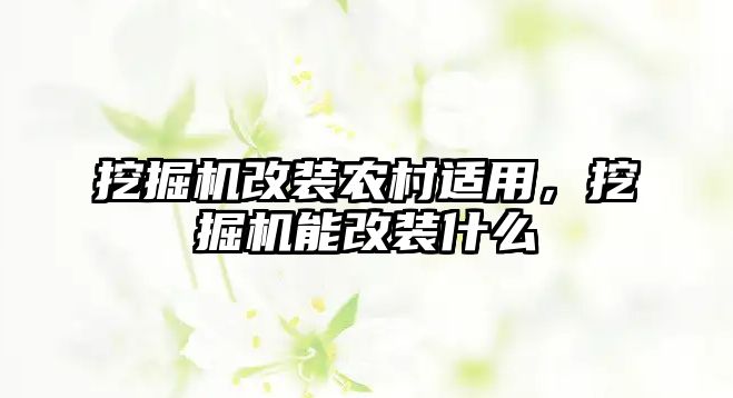 挖掘機改裝農(nóng)村適用，挖掘機能改裝什么