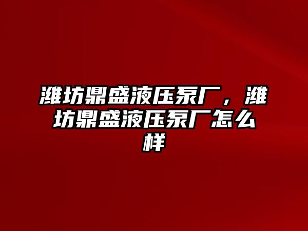 濰坊鼎盛液壓泵廠，濰坊鼎盛液壓泵廠怎么樣