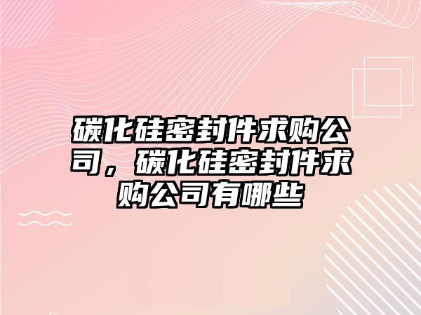 碳化硅密封件求購公司，碳化硅密封件求購公司有哪些