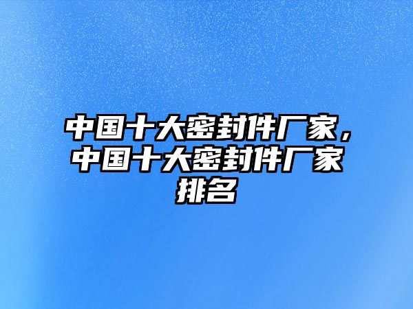 中國十大密封件廠家，中國十大密封件廠家排名