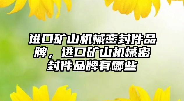 進口礦山機械密封件品牌，進口礦山機械密封件品牌有哪些