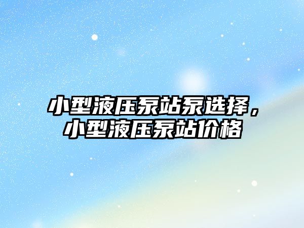 小型液壓泵站泵選擇，小型液壓泵站價格