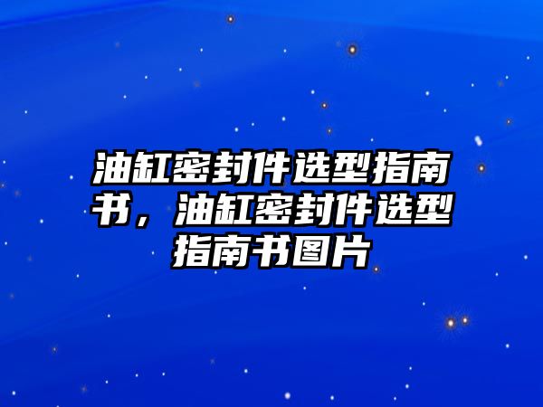 油缸密封件選型指南書，油缸密封件選型指南書圖片