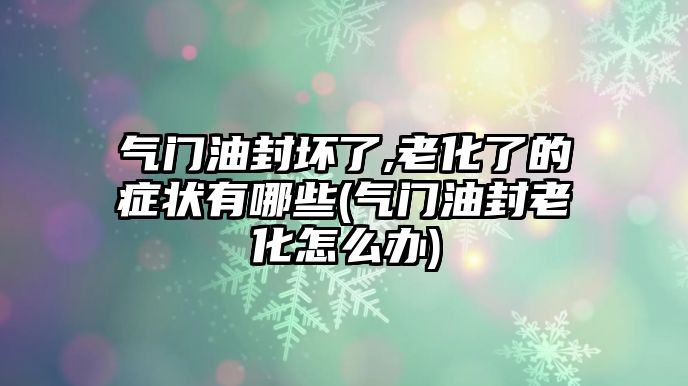 氣門(mén)油封壞了,老化了的癥狀有哪些(氣門(mén)油封老化怎么辦)