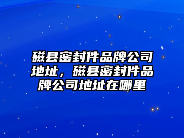 磁縣密封件品牌公司地址，磁縣密封件品牌公司地址在哪里