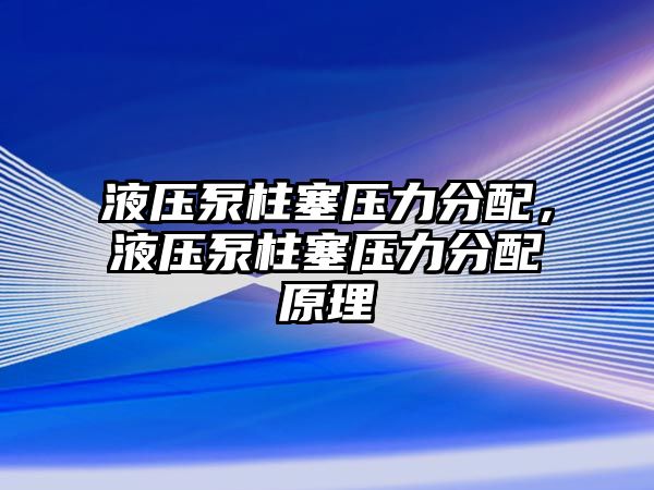 液壓泵柱塞壓力分配，液壓泵柱塞壓力分配原理