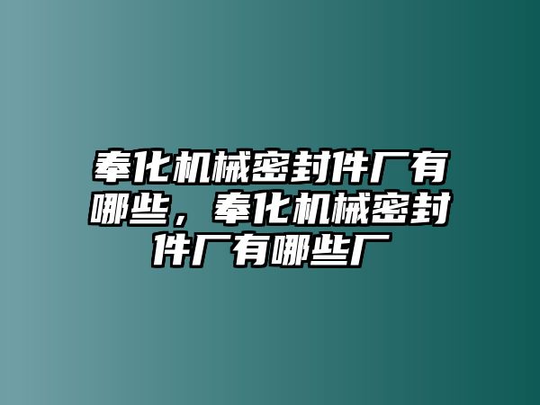 奉化機(jī)械密封件廠有哪些，奉化機(jī)械密封件廠有哪些廠