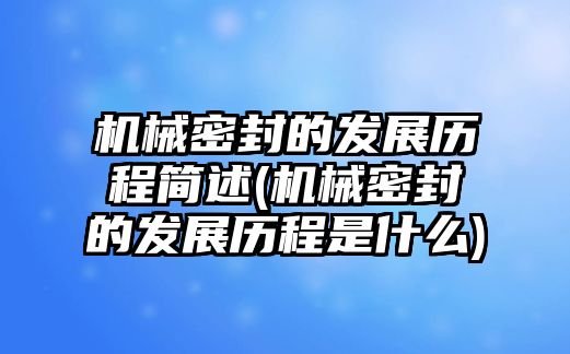 機(jī)械密封的發(fā)展歷程簡(jiǎn)述(機(jī)械密封的發(fā)展歷程是什么)