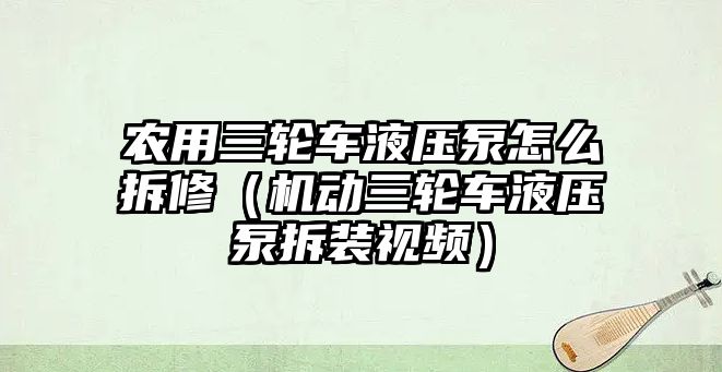 農(nóng)用三輪車液壓泵怎么拆修（機動三輪車液壓泵拆裝視頻）