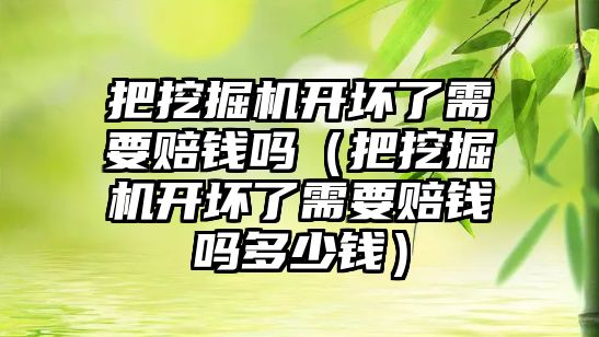 把挖掘機開壞了需要賠錢嗎（把挖掘機開壞了需要賠錢嗎多少錢）