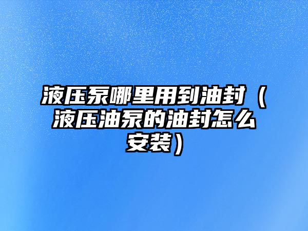 液壓泵哪里用到油封（液壓油泵的油封怎么安裝）