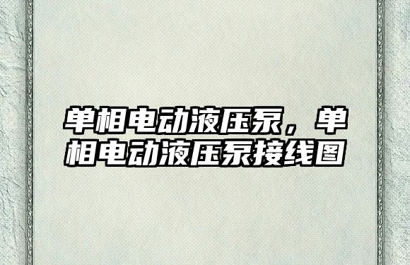 單相電動液壓泵，單相電動液壓泵接線圖