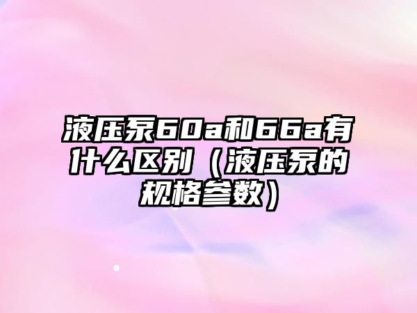 液壓泵60a和66a有什么區(qū)別（液壓泵的規(guī)格參數(shù)）