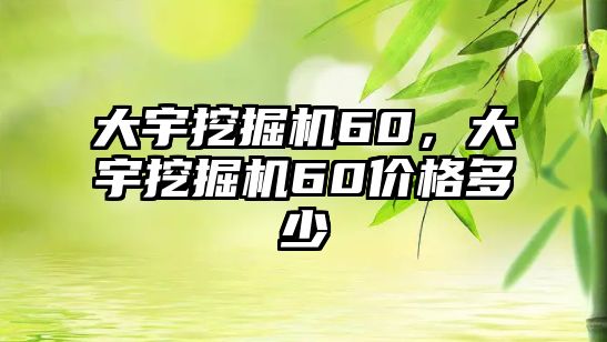 大宇挖掘機60，大宇挖掘機60價格多少