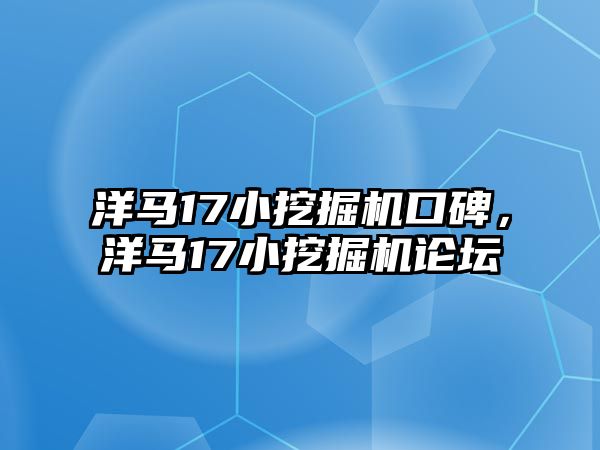 洋馬17小挖掘機口碑，洋馬17小挖掘機論壇