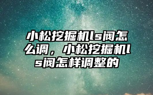 小松挖掘機(jī)ls閥怎么調(diào)，小松挖掘機(jī)ls閥怎樣調(diào)整的