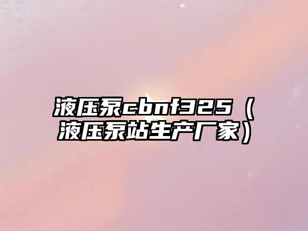 液壓泵cbnf325（液壓泵站生產(chǎn)廠家）