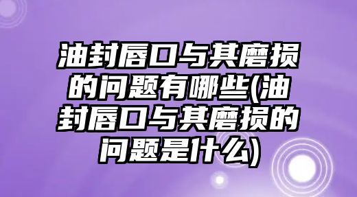 油封唇口與其磨損的問題有哪些(油封唇口與其磨損的問題是什么)