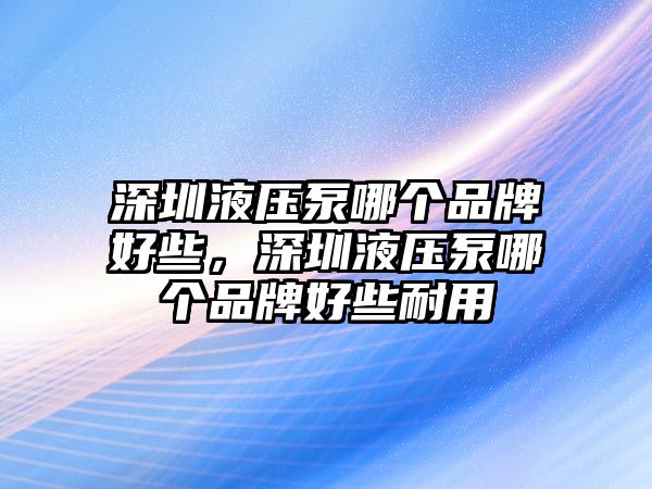 深圳液壓泵哪個(gè)品牌好些，深圳液壓泵哪個(gè)品牌好些耐用