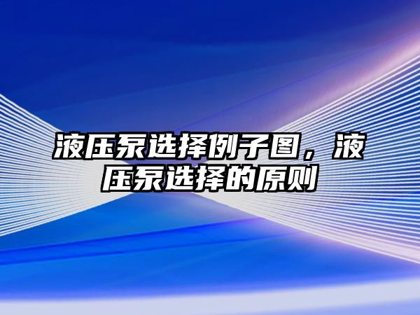 液壓泵選擇例子圖，液壓泵選擇的原則