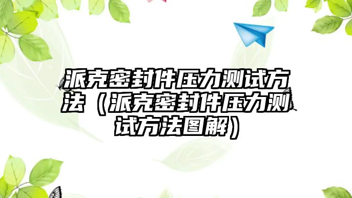 派克密封件壓力測試方法（派克密封件壓力測試方法圖解）