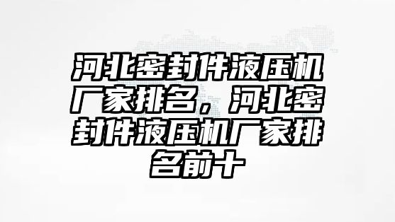 河北密封件液壓機(jī)廠家排名，河北密封件液壓機(jī)廠家排名前十