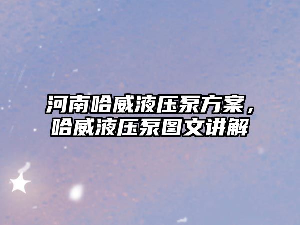 河南哈威液壓泵方案，哈威液壓泵圖文講解