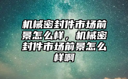 機械密封件市場前景怎么樣，機械密封件市場前景怎么樣啊