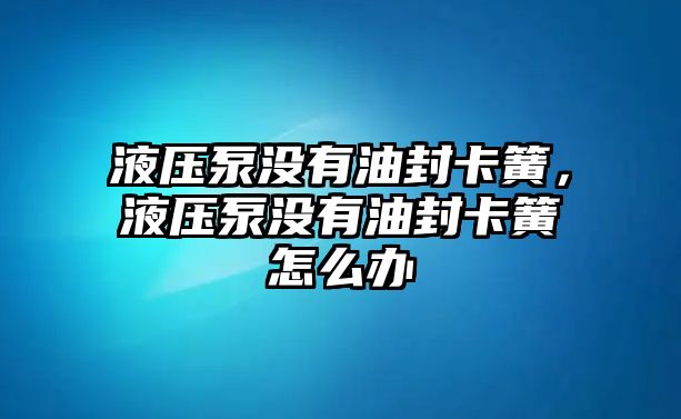 液壓泵沒有油封卡簧，液壓泵沒有油封卡簧怎么辦