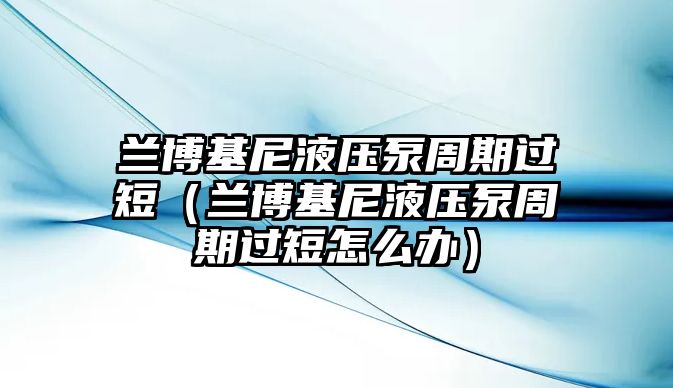 蘭博基尼液壓泵周期過短（蘭博基尼液壓泵周期過短怎么辦）