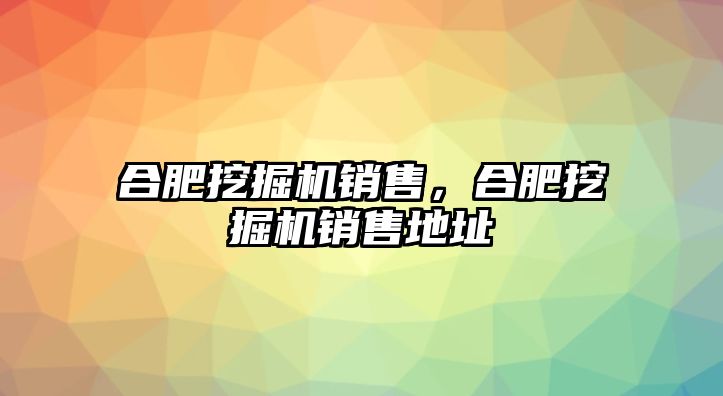 合肥挖掘機銷售，合肥挖掘機銷售地址