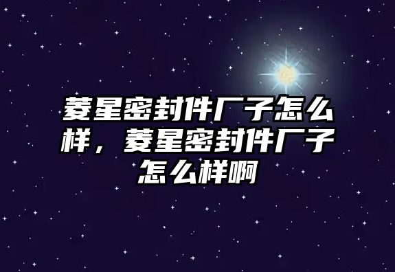 菱星密封件廠子怎么樣，菱星密封件廠子怎么樣啊