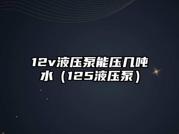 12v液壓泵能壓幾噸水（125液壓泵）