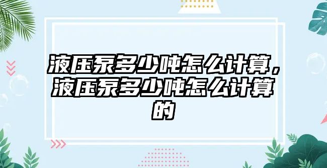 液壓泵多少噸怎么計算，液壓泵多少噸怎么計算的