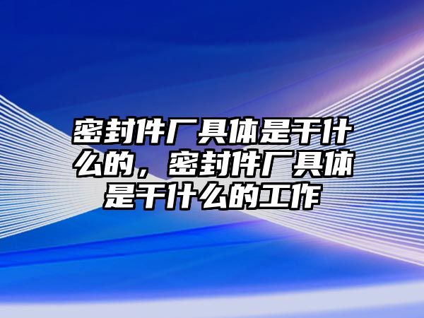 密封件廠具體是干什么的，密封件廠具體是干什么的工作