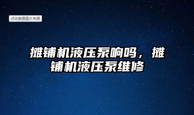 攤鋪機液壓泵響嗎，攤鋪機液壓泵維修