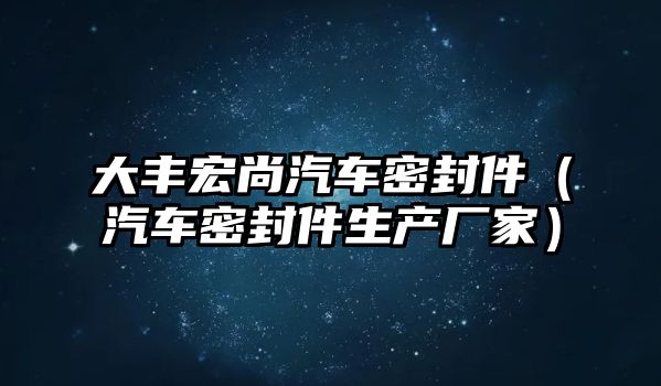 大豐宏尚汽車密封件（汽車密封件生產(chǎn)廠家）