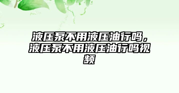 液壓泵不用液壓油行嗎，液壓泵不用液壓油行嗎視頻