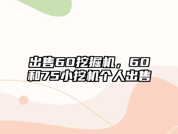 出售60挖掘機(jī)，60和75小挖機(jī)個(gè)人出售