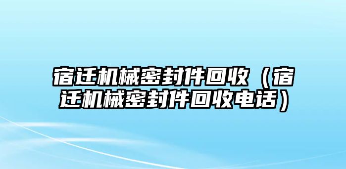 宿遷機(jī)械密封件回收（宿遷機(jī)械密封件回收電話）