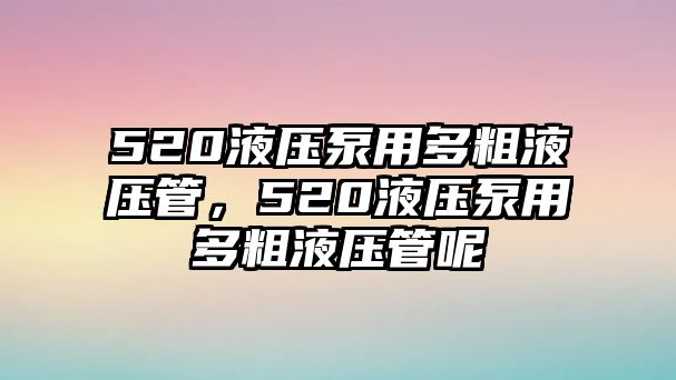 520液壓泵用多粗液壓管，520液壓泵用多粗液壓管呢