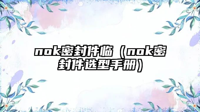 nok密封件臨（nok密封件選型手冊）