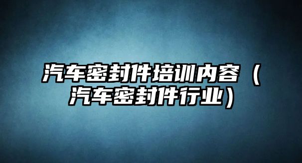 汽車密封件培訓內容（汽車密封件行業(yè)）